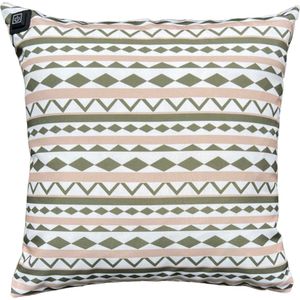 Warmpi® Outdoor Draadloos Verwarmd Tuinkussen incl Warmpi® Powerbank (10.000mah) - Groen met Patroon - Waterafstotend en UV-bestendig - 3 warmtestanden - Warmtekussen voor buiten en binnen - Afmeting 45x45 cm - buitenkussen / terras