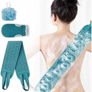 Exfoliërende Bodyscrub Set – Rugschrobber, Badhandschoen en Loofah Douche Spons – Badaccessoires voor Scrubben, Huidverzorging, Peeling en Gladde Huid