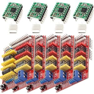 AZDelivery 5 x CNC Schild V3 Bundel met 4 stuks A4988 Driver Stappenmotor met Koellichaam compatibel met Arduino Inclusief E-Book!