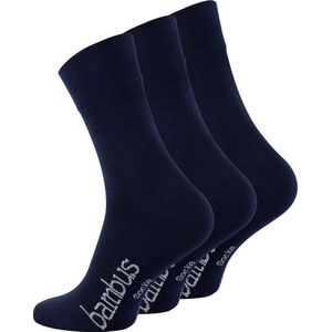 Bamboe sokken - 3 paar - navyblauw - normale schachtlengte - maat 35/38