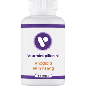 Vitaminepillen.nl | Rhodiola en Ginseng | Vcaps | 60 stuks | Gratis verzending | Voor bevordering van energie indien nodig en geeft rust en ontspanning in tijden van stress en overprikkeling..