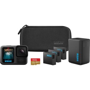 GoPro HERO13 - Videocamera - Zwart - Uitgebreide Voedingsset met Acculader en 64 GB microSD-kaart