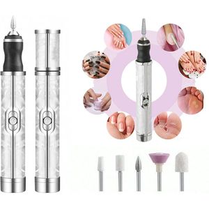 Draadloze Portable Elektrische Nagelvijl Nagelfrees - Mini Nagelfrees - Inclusief USB-C kabel en opzetstukken - Wit