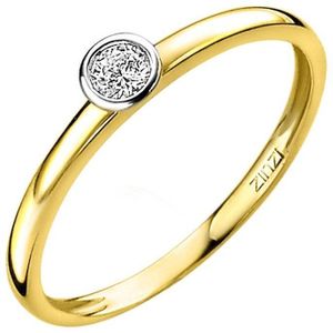 ZINZI Gold 14 karaat gouden aanschuifring rond wit ZGR147