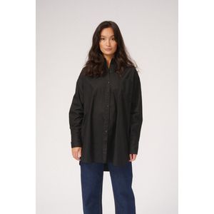 Oversized Shirt - Dames Oversized Overhemd - Zwart