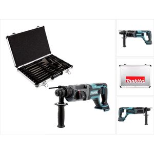 Makita DHR 241 Z 18 V Li-Ion accuklopboormachine met SDS-Plus boorhouder solo + Makita D-42444 SDS-Plus boorset 17-dlg. in aluminium koffer - zonder accu, zonder oplader