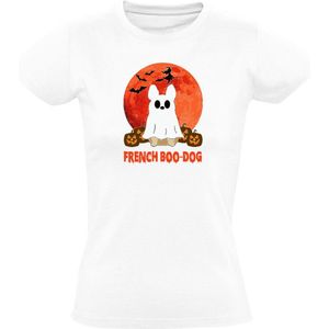 French boo dog Dames T-shirt - halloween - feest - dieren - bulldog - hond - spook - eng - horror - cadeau - grappig