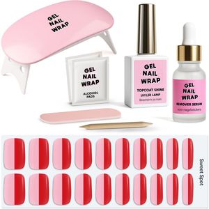 Gel Nail Wrap - Complete Starter Set - Rood Roze - Sweet Spot - Gel Nail Wraps - Gel Nagel Stickers (incl. Instructievideo)