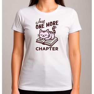 Kitty Cat Just One More Chapter - T Shirt - Books - Floral - BookLovers - Cute - BookAddict - Boeken - Boekenliefde - Boekenverslaafd