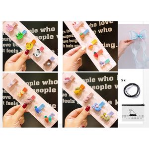 26 Stuks Haaraccessoire: 20x Leuke Mooie Kinder Haarspelden + 5x Elastiekjes (4in1) + 1x Princess StrikSpeld-Baby’s Meisjes Kids-Krokodil/Eenhoorn/Fruit-Kleurig + Gratis OpbergZak