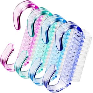 LATRAT 4 stuks nagelborstel met handvat, reinigingsborstel voor het schrobben van nagelborstels, handreinigingsborstel, reinigingsgereedschap voor nail art