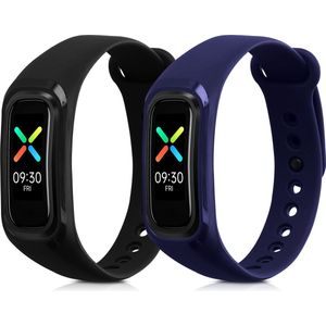 kwmobile 2x horlogebandjes geschikt voor Oppo Band Sport bandje - Smartwatch bandjes van TPU - Activity tracker horloge band in zwart / donkerblauw