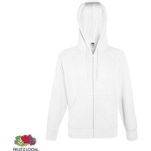 Fruit of the Loom hoodie vest met rits lichtgewicht Maat S Kleur White