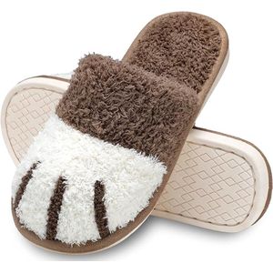 Slippers - Cute Animal Slippers Dames - Zachte pluiskattenklauw slippers met comfortabele herinneringsschuim glijdende indoor buiten slippers Creatieve geschenken voor dames 36-37