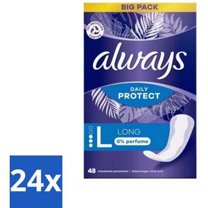 24 x Always - Inlegkruisjes - Long - 0% Parfum - 48 Inlegkruisjes - Inlegkruisjes - Always - Inlegkruisjes Lang - Parfumvrije Inlegkruisjes - Inlegkruisjes Voor Dagelijks Gebruik