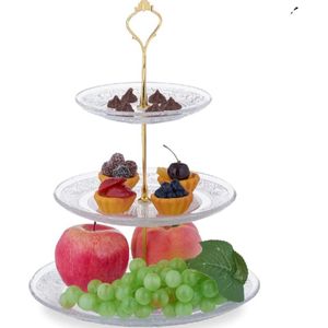 Etagere - Serveertoren - Serveerschaal - Seveerplateau - 3 Lagen - Glas