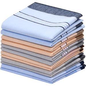 12 stuks sjaals voor mannen - handkerchiefs zakelijke en casual set - katoenen stof - cadeau voor mannen