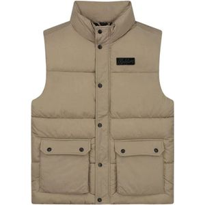 Malelions Crinkle Padded Vest Taupe