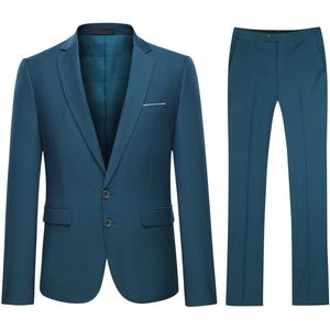 Allthemen Heren 2-Piece Slim Fit Pak - Tweeknoops zakelijk Pak - XS