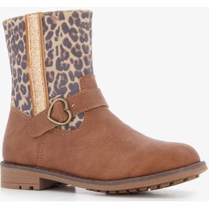 Blue Box meisjes enkellaarsjes met luipaardprint cognac - Maat 24
