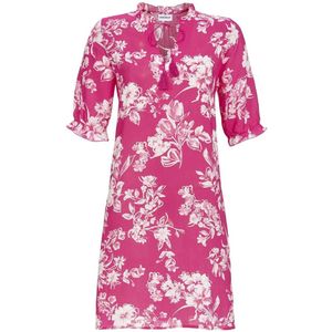 Roze strandjurk witte bloemen - Roze - Maat - 48