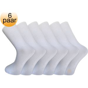 Medische sokken zonder elastiek - 100% katoen - 6 paar - Wit - Maat 35/38 - Sokken voor diabeten - Reuma - En tegen oedeem