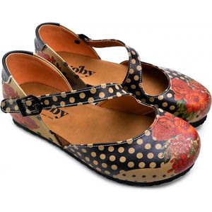 GOBY Clogs met Dotted Flowers Design – Handgemaakt – Hoge Kwaliteit – Maat 36