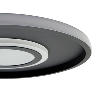 Lindby - LED plafondlamp- met dimmer - 1licht - IJzer, PVC, PMMA - H: 6.3 cm - zwart, wit, transparant - Inclusief lichtbron