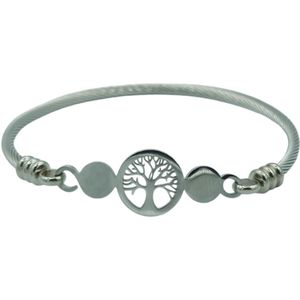 Levensboom kabelarmband - Verzilverd premium staal