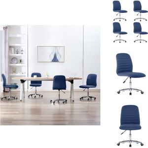 vidaXL Verstelbare Eetkamerstoelen - Set van 4 - Blauw - Stof - 56 x 43 x 84-94 cm - Eetkamerstoel