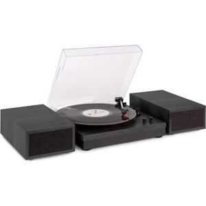 MMM® Platenspeler met Speakers - Platenspeler Bluetooth - Platenspeler - met 2 Dubbele Stereoluidsprekers - Draadloos Afspelen - Zwart