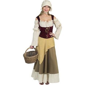 Funny Fashion - Boeren Tirol & Oktoberfest Kostuum - Saksische Boerendochter - Vrouw - Wit / Beige - Maat 48-50 - Carnavalskleding - Verkleedkleding