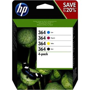 HP 364 - Inktcartridge / Zwart / Cyaan / Magenta / Geel / 4-Pack (N9J73AE)