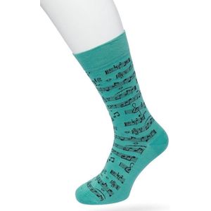 Bonnie Doon Heren Sokken met Muziek Print maat 40/46 Groen - Thema Sokken - Muzieknoten - Cadeau Sokken - Word je Happy en vrolijk van - Zacht Katoen met Gladde Teennaad - Comfortabel - Perfect Cadeau - Deep Sea Green - BT992132.210