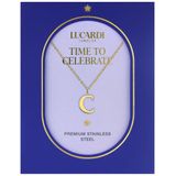 Lucardi - Dames Stalen Goldplated Ketting - Goudkleurig - 47 cm