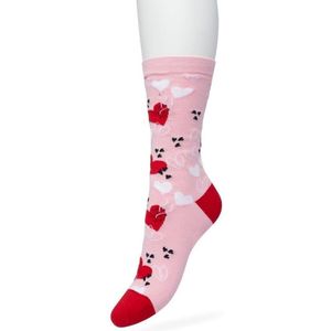 Bonnie Doon Dames Sokken met Hartjes maat 36/42 Roze - Thema Sokken - Liefde - Love - Valentijn - Moederdag - Cadeau Sokken -Word je Happy en vrolijk van - Zacht Katoen met Gladde Teennaad - Comfortabel - Perfect Cadeau - Orchid Pink - BT991126.306