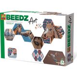 SES Beedz Art - Hex tiles Paarden - 5000 strijkkralen - collage met strijkkralen en foto's - complete set met grondplaten en fotostickers