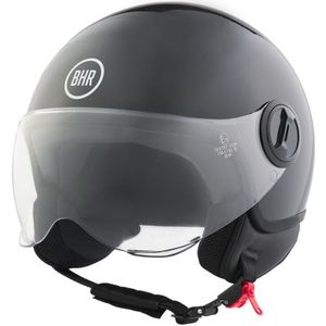 BHR 835 - Vespa helm - Glans Zwart - maat XL - Zwarte Jethelm - Scooter en Motorhelm - Helm met Vizier