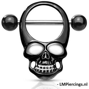 Tepelpiercing skull zwart