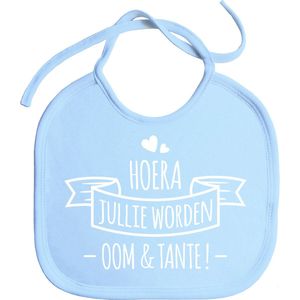 Slabbetjes - slabber - slab - baby - Hoera jullie worden oom & tante - zwangerschap aankondiging - koordjes - stuks 1 - baby blauw