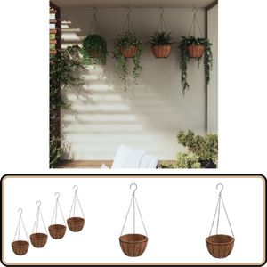 vidaXL Hangende Plantenbakken - 4 stuks - ?30x52 cm - Zwart Hangende Plantenbak - Hangende Plantenbakken - Hangende Pot - Hangende Plantenmand