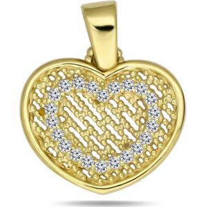 Juwelier Zwartevalk 14 karaat gouden hart hanger met zirkonia - 14.296