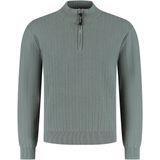 PURE PATH - Regular Fit Zig Zag Half Zip Knitwear - Gebreide Trui - Olijf