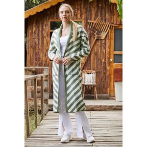 Vesten- designer vrouwen winterkleding lang vest luxe mantel- Warme vest trui- Gebreide vest met patroon- Fashion lange vest- Mint- Standaard maat- One size M/L