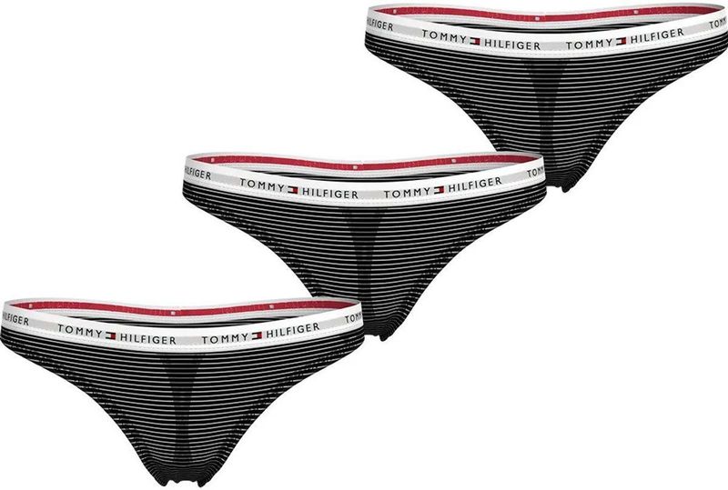 Tommy Hilfiger Mesh Tanga 3 Eenheden Zwart XS Vrouw
