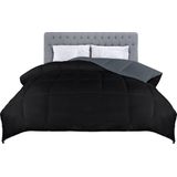 Beddengoed Dekbed 230x260 cm, omkeerbaar dekbed, zomerdekbed 160 GSM polyester vulling (grijs/zwart)