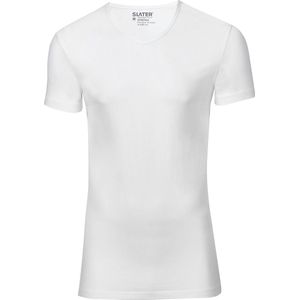 Slater 6600 - Stretch 2-pack T-shirt V-hals korte mouw wit S 95% organisch katoen 5% elastan
