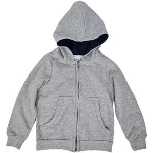 Kinder vest met capuchon - Lichte stof - Hoodie - Sweatvest - Grijs - Katoen - Maat 122 / 128