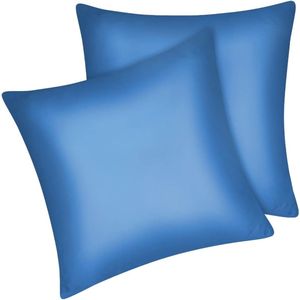 Clord - Set van 2 Satijnen Kussenslopen - Premium Kussensloop - Haar- en Huidverzorging - Zijdezacht met Rits - Pauwenblauw - 80 x 80 cm