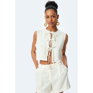 Ronde kraag Binding gedetailleerd Anzugweste